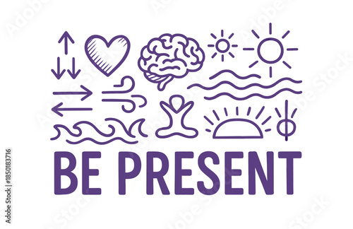 Mindfulness and relaxation symbols: embrace the present moment