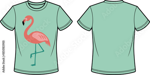 Mint Green T- Shirt with a Pink Flamingo Graphic on the Front t-shirt
