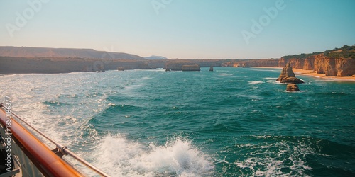 Algarve coastal scenery seen from a vessel, showcasing maritime environment for tourism