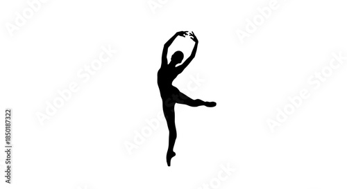 Graceful silhouette of a female ballet dancer performing an elegant stretching pose, embodying the beauty and fluidity of classical dance art