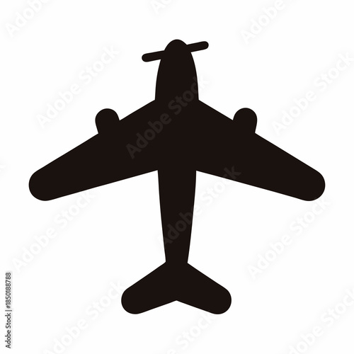 Silhouette of a classic propellor airplane flying straight up and ready for takeoff
