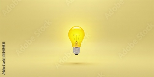 Design element featuring a yellow bulb on a soft pastel background for creative projects