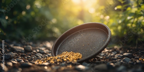 Wallpaper Mural Gold panning plate used for mineral extraction manual labor, Earth Day Torontodigital.ca