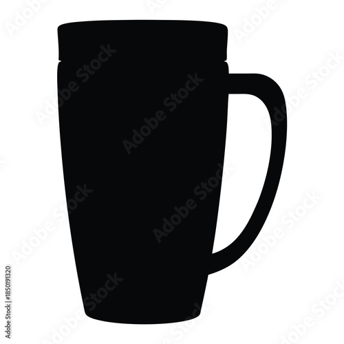 Beer glass silhouette icon-Minimal black silhouette of a beer glass with handle, isolated on white, suitable for icons, signs, menus, and beverage branding.
