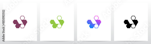 Hexagon Triangles Lines Geometric Letter Initial Logo Design J