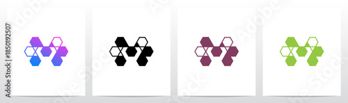 Hexagon Triangles Lines Geometric Letter Initial Logo Design M