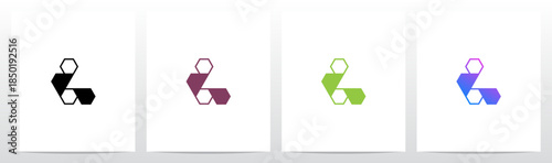 Hexagon Triangles Lines Geometric Letter Initial Logo Design L
