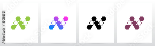 Hexagon Triangles Lines Geometric Letter Initial Logo Design N
