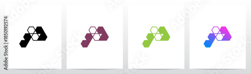 Hexagon Triangles Lines Geometric Letter Initial Logo Design P