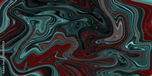 Acrylic pour multi color liquid fluid marble abstract surfaces design. Fabric of dark tone, black and multi silk surface light liquid stone marble swirl texture background. Dark liquid wave metal bg. 