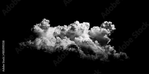 white Clouds on black background. Explosion smoke cloud. Isolated on transparent background. Voluminous swirling smoke cloud billows and curls in the darkness, creating an abstract and dynamic visual.