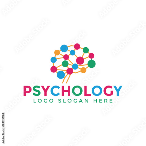 Colorful Psychology Logo Brain with Multicolored Nodes and Connections