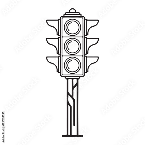 Traffic signal illustration vector simple minimal line art artwork