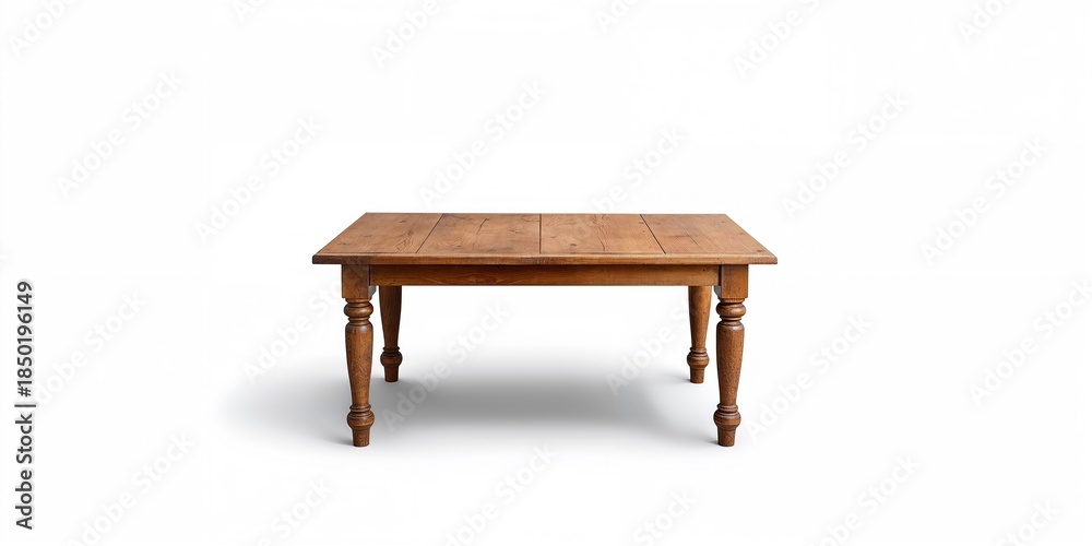 Fototapeta premium Wood table on white background serving as a clean surface for food presentation, background for food styling