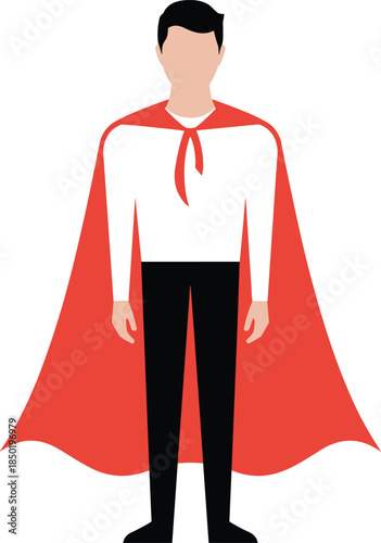 Stylish man wearing red cape standing confidently