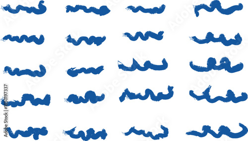 A collection of blue arabic script characters on a white background