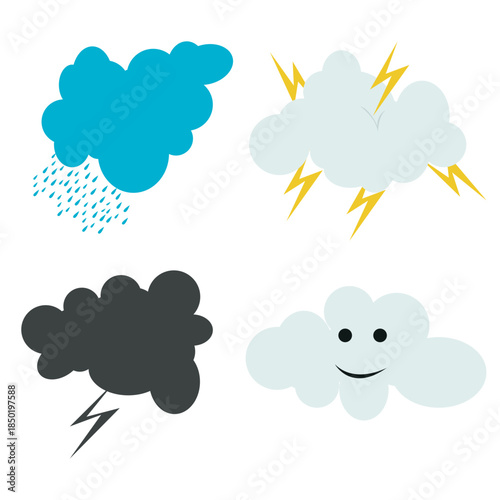 creative cloud set design vector Creative cloud computing logo design, Vector design concept modern Technology Symbol A black and white drawing of a Cloud ,Cartoon Cute Black Cloud Lightning