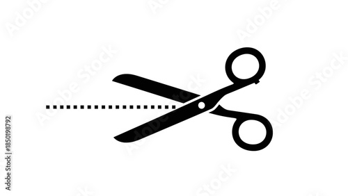 Scissors icon cutting a dashed line
