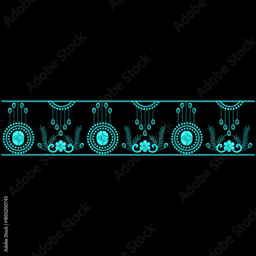 A beautiful embroidery floral motif design with leaf leaves ornaments for digital and textile print on fabric.