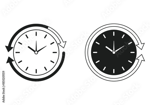 Two clocks showing the passage of time and its cyclical nature