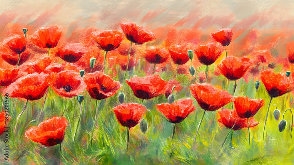 Fototapeta premium A field of poppies