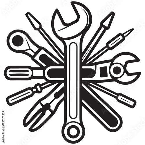 Vector illustration of a clean and simple set of hand tools icons for design and construction use