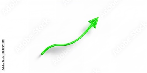 Bright neon green wavy arrow sketched on white backdrop, symbolizing progress and change in business, World Malaria Day