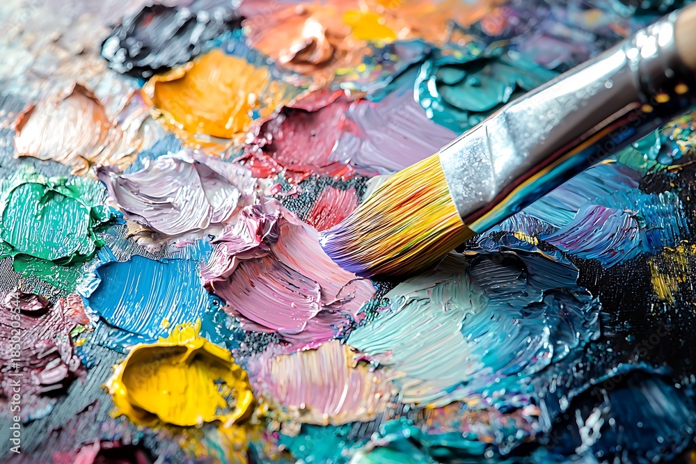 Fototapeta premium colorful painting palette with artistic strokes high resolution picture