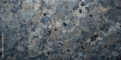 Gray granite slab featuring black and white mineral inclusions serving as a background for visual compositions