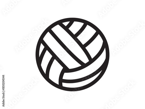 Black and white volleyball icon with simple lines on a plain background