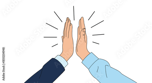Two hands are enthusiastically giving a high-five gesture symbolizing teamwork success and positive collaboration.