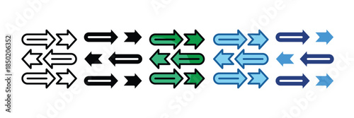 Timeline Flow Icon Set Multiple Style Collection