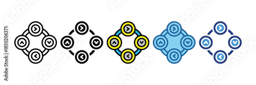 Process Cycle Icon Set Multiple Style Collection