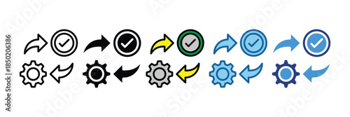 Process Control Icon Set Multiple Style Collection