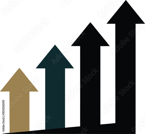Four ascending arrows illustrate a continuous upward trend of growth and increasing progress