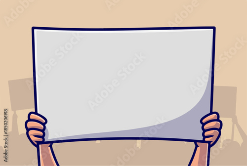 Blank Banner Held by Hands