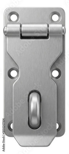 Hasp latch with padlock eye for securing storage units.