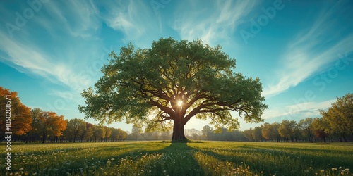 Fototapeta Naklejka Na Ścianę i Meble -  Sunny weather illuminating a park setting, ideal for recreation and relaxation