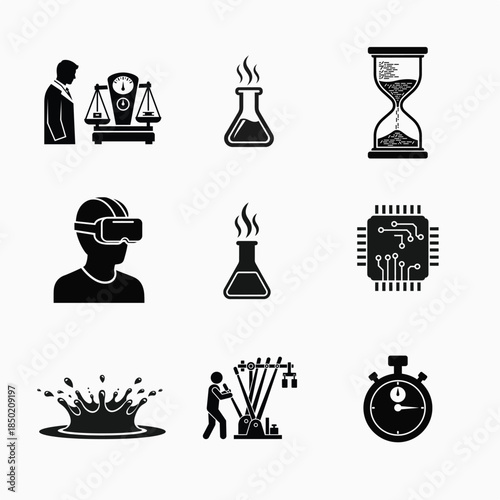 Scientific experiments and technology icons