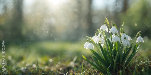 Wallpaper Mural Snowdrops blooming in a forest garden, emphasizing natural floral growth and botanical diversity Torontodigital.ca