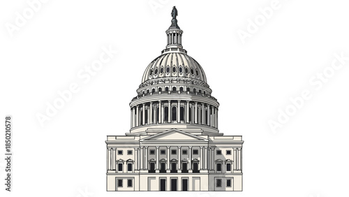 Illustration of the US Capitol Building dome and central facade