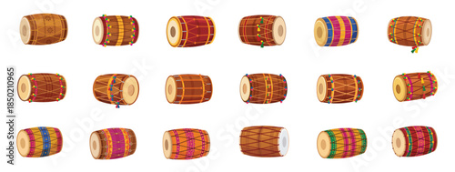 Traditional Indian Dhol Drum Set for Festival and Cultural Designs