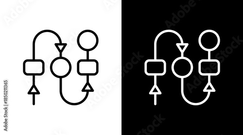 Workflow Diagram White Icon Set Design