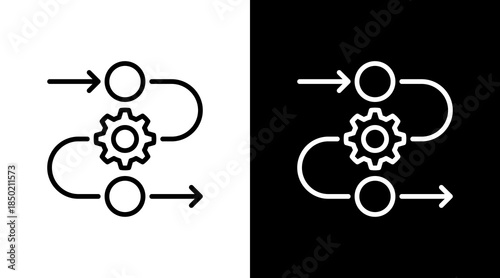 Process Diagram White Icon Set Design