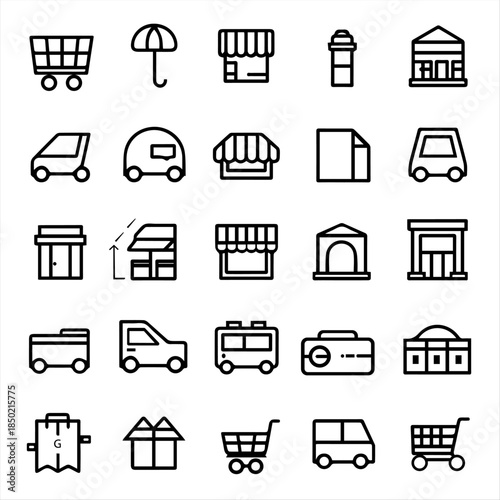 a set of various vector icons for shopping and tourism