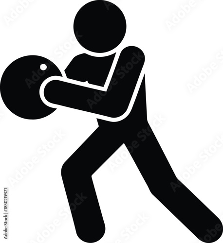 Human figure demonstrates the intense concentration of a bowler preparing to release