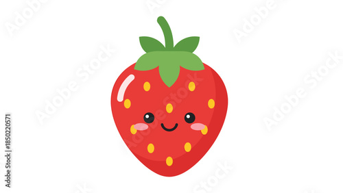 Cute Cartoon Strawberry Character Illustration.