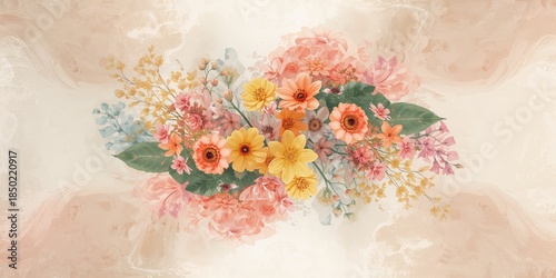 Colorful spring flower pattern used as a UI background for layout design