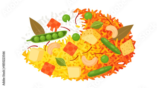 Fresh vegetable and pasta dish with vibrant ingredients and colorful presentation