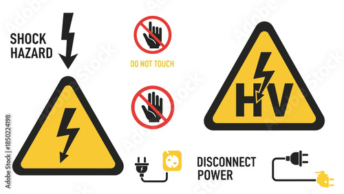 Electricity warning signs and symbols